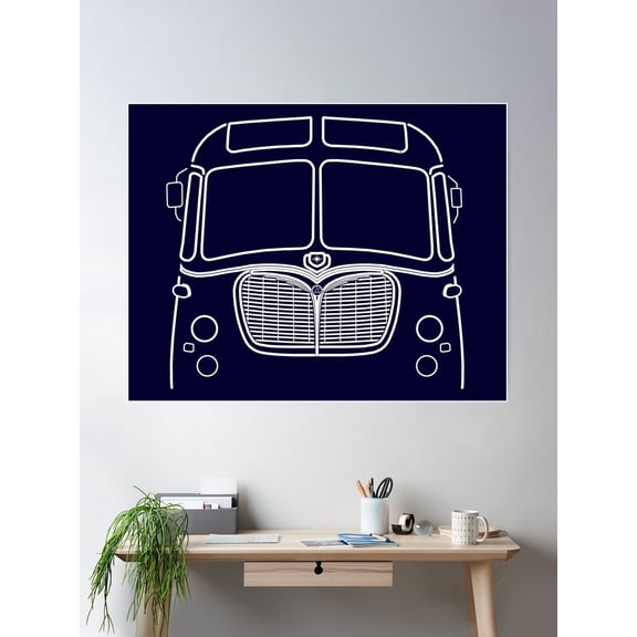 Bedford Sb 1950S British Classic Bus White Poster Wall Art, Modern Wall Decor For Living Room Bedroom, 12x18 UNFRAMED