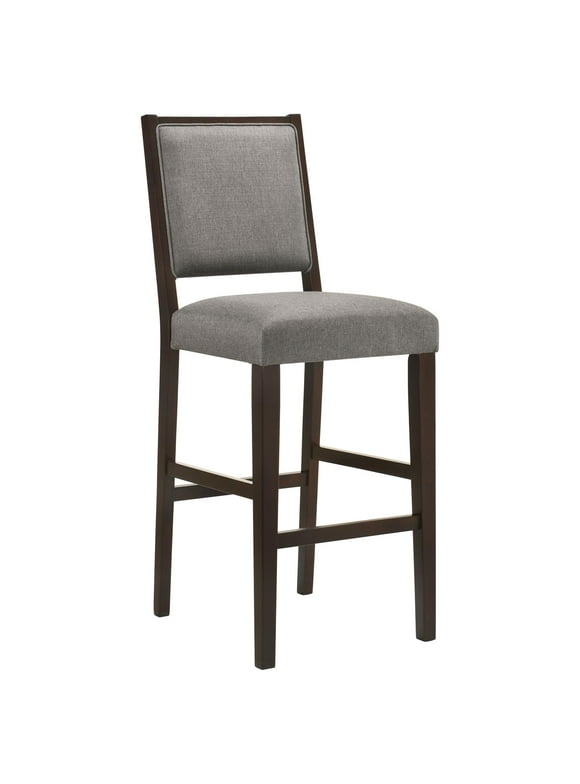 Bedford Upholstered Open Back Bar Stools with Footrest (Set of 2) Grey and Espresso