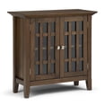 thumbnail image 1 of Simpli Home Bedford 32 inch Wide Solid Wood Transitional Low Storage Media Cabinet in Rustic Natural Aged Brown, 1 of 3