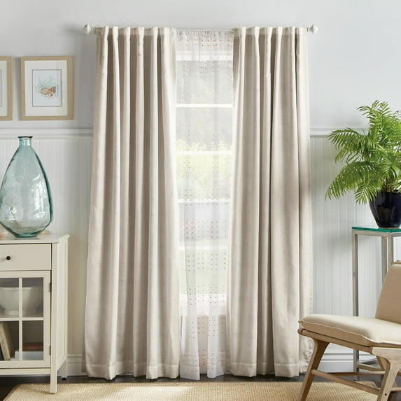 Martha Stewart Bedford Woven Plaid Curtain Panel Pair, Blackout, Indoor, 50"W x 95"L, Back Tab, Lined, Cloud, Adult