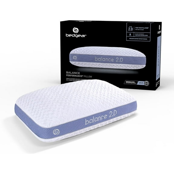 Bedgear Balance Performance Pillow – 2.0 - Moisture Wicking Bed Pillow for All Sleep Positions - Medium Firmness Bed Pillow - Washable Removable Cover