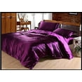 thumbnail image 1 of Bedify Bedding 100% Pure Silk Satin Duvet with Fitted Set 4 Pcs Silk Fitted Sheet 15" Deep Pocket Silk Duvet Cover Pillowcases Soft Silk Sheets|Wrinkle Free Fade Resistant (California King, Purple), 1 of 6