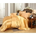 thumbnail image 1 of Bedify Bedding 100% Pure Silk Satin Duvet with Fitted Set 4 Pcs Silk Fitted Sheet 15" Deep Pocket Silk Duvet Cover Pillowcases Soft Silk Sheets|Wrinkle Free Fade Resistant (California Queen, Gold), 1 of 6
