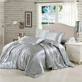 thumbnail image 1 of Bedify Bedding 100% Pure Silk Satin Duvet with Fitted Set 4 Pcs Silk Fitted Sheet 15" Deep Pocket Silk Duvet Cover Pillowcases | Wrinkle Free (Twin XL, Silver Gray), 1 of 6