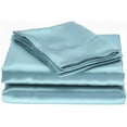 thumbnail image 1 of Bedify Bedding 100% Pure Silk Satin Sheet 4pcs,Silk Fitted Sheet 15" Deep Pocket Mattress fit,Silk Flat Sheet&Silk Pillowcases Cool Soft Silk Sheets|Wrinkle Free Fade Resistant Cal- Queen Sky Blue, 1 of 6