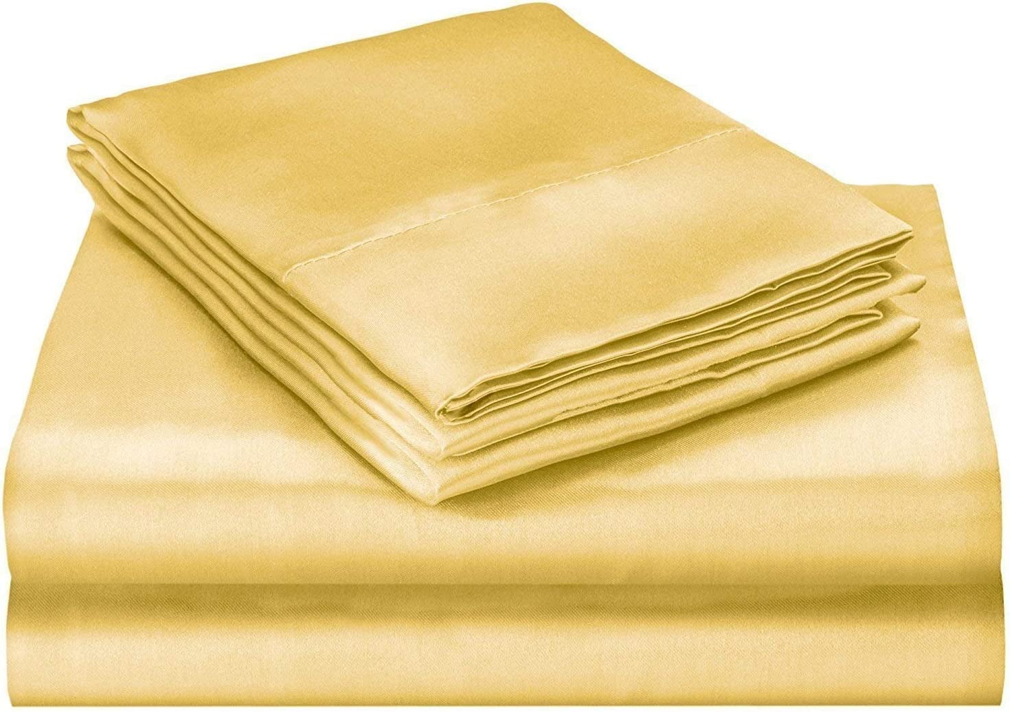 Bedify Bedding 100 Pure Silk Satin Sheet Set 4pcs, Silk Fitted Sheet