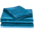 thumbnail image 1 of Bedify Bedding 100% Pure Silk Satin Sheet Set 4pcs Silk Fitted Sheet 15" Deep Pocket Mattress fit,Silk Flat Sheet & Pillowcases Cool Soft Silk Sheets|Wrinkle Free Fade Resistant OLY- Queen Turq. Blue, 1 of 6