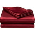 thumbnail image 1 of Bedify Bedding 100% Pure Silk Satin Sheet Set 7pcs, Silk Fitted Sheet 15'' Deep Pocket,Silk Flat Sheet,Duvet Cover&Pillowcases |Cool Soft Silk Sheets|Wrinkle Free Fade Resistant| Twin XL, Burgundy, 1 of 6