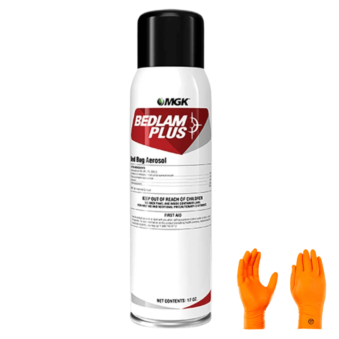 Bedlam Plus Insecticide 17 oz - for Resistant Bed Bugs, Kills Bed Bugs Quickly, with USA Supply Protective Gloves | USA Supply Pest Identification Card