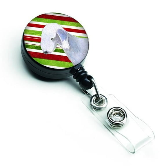 Bedlington Terrier Candy Cane Holiday Christmas Retractable Badge Reel