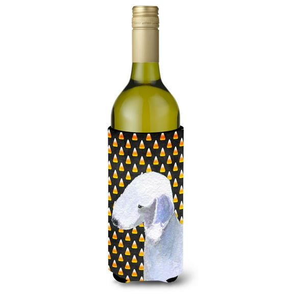 Bedlington Terrier Candy Corn Halloween Portrait Wine Bottle Hugger