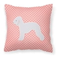 thumbnail image 1 of Bedlington Terrier Checkerboard Pink Fabric Decorative Pillow, 1 of 2