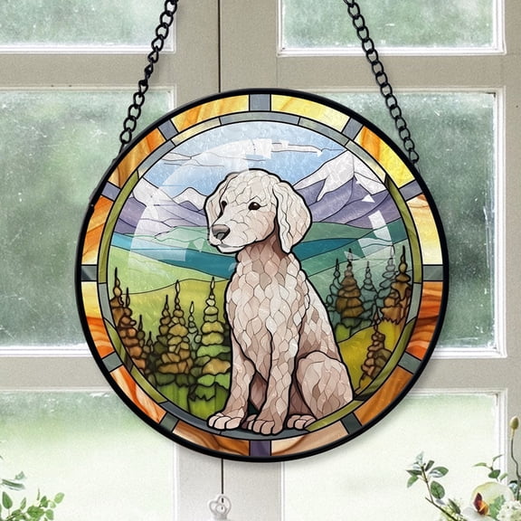 Bedlington Terrier Dog Ornament Christmas 2025 - Bedlington Terrier Dog Stained Glass SunCatcher for Window Decor, Christmas Keepsake, Dog Christmas, Xmas Gifts