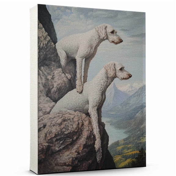 Bedlington Terrier Dog Playing Climbing Stretched Canvas Size 8x12 – Sports Dog, Perfect for Animal Lovers, Bedlington Terrier Dog Canvas, Climbing Canvas Size Wall Art