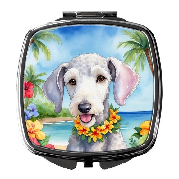 Bedlington Terrier Luau Compact Mirror 2.75 in x 3 in