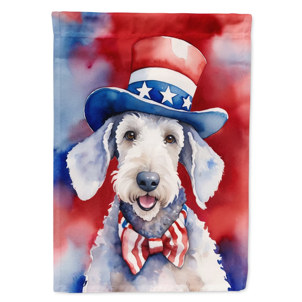 Bedlington Terrier Patriotic American House Flag 28 in x 40 in