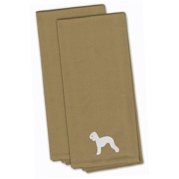 Bedlington Terrier Tan Embroidered Kitchen Towel - Set of 2