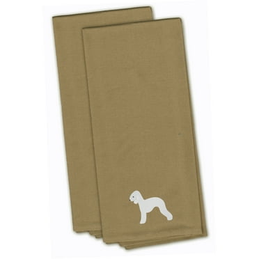 Bedlington Terrier Tan Embroidered Towel Set of 2