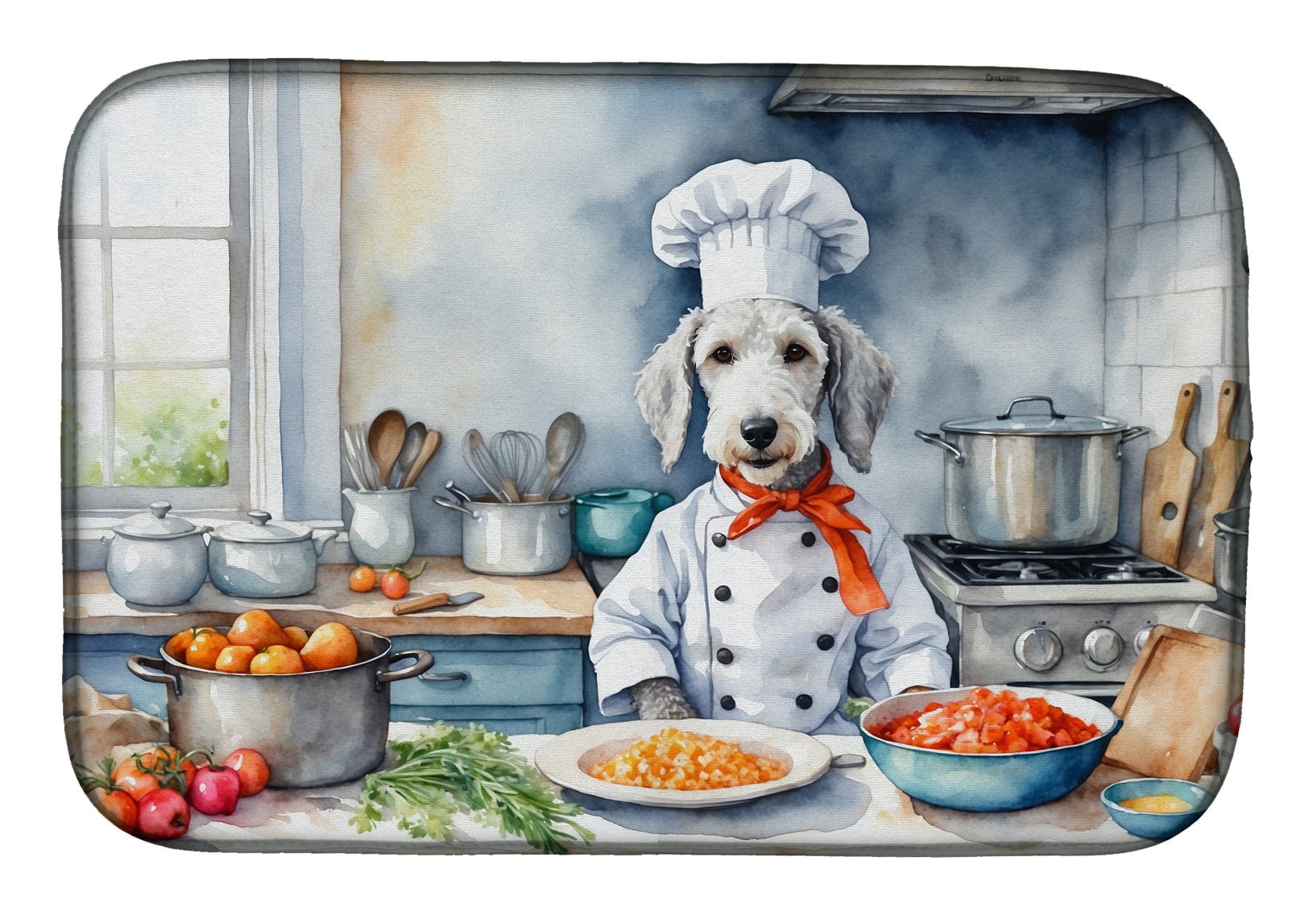 Bedlington Terrier The Chef Dish Drying Mat
