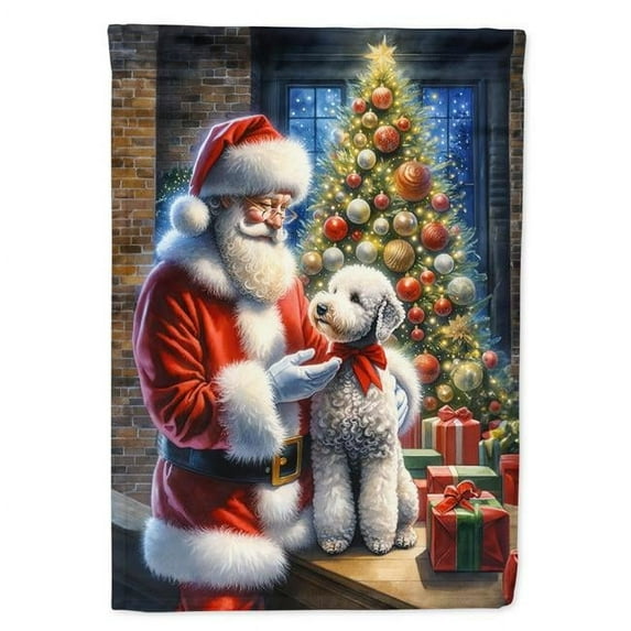Bedlington Terrier and Santa Claus House Flag