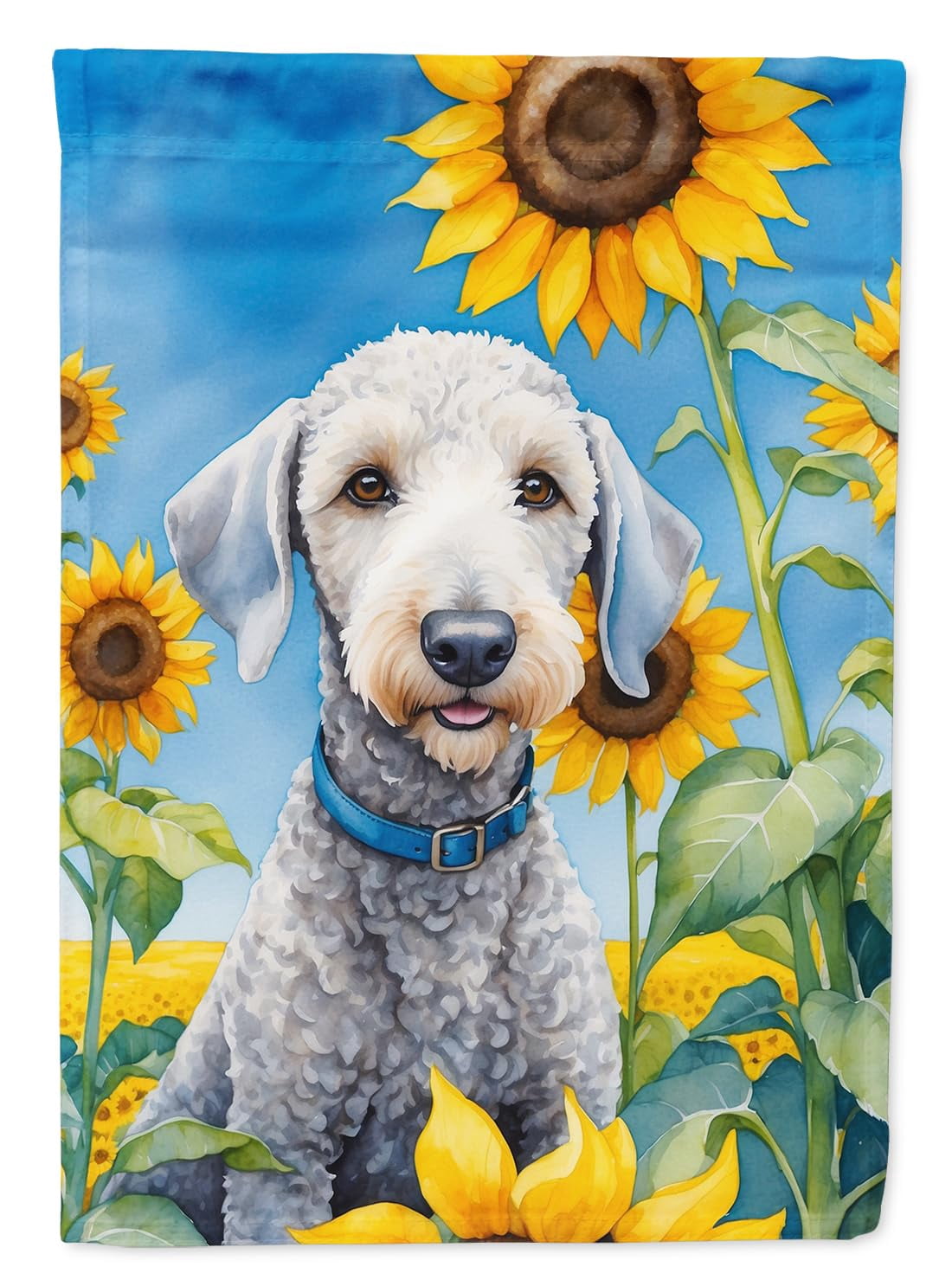 Bedlington Terrier in Sunflowers House Flag 28 in x 40 in