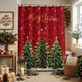thumbnail image 1 of Bedliving Christmas Shower Curtain for Bathroom, Red, Gold Merry Christmas Lettering, Snowy Trees, Red Bow, Waterproof Fabric, 12 Hooks, 72"x72", 1 of 9