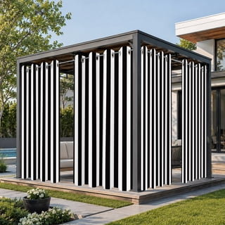Bedliving Modern Black White Striped Cabana Grommet Light Filtering Outdoor Curtains, 54"x84" (2 Panels)