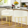 thumbnail image 1 of Bedluxury 26" H Modern Counter Height Bar Stools Set of 2 with Back and Arms, Gold Leg&Beige, 1 of 7