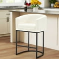 thumbnail image 1 of Bedluxury 26" H Modern Counter Height Bar Stools with Back and Arms, 1 pcs Black Leg&Beige, 1 of 7