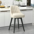 thumbnail image 1 of Bedluxury Modern Swivel Bar Stools,Linen Upholstered Counter Height Bar Stool for Kitchen Island with High Back,Solid Wood Legs,26" Counter Stools,1 pcs Beige, 1 of 7