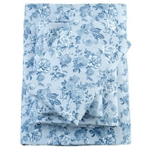 Bedmoon Soft Microfiber Adult Bed Sheet Set with Deep Pocket,3 Piece Twin Sheet Set,Azure Floral