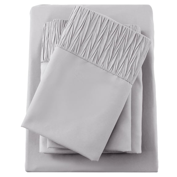 Bedmoon Soft Microfiber Adult Bed Sheet Set with Deep Pocket,3 Piece Twin Sheet Set,Light Gray