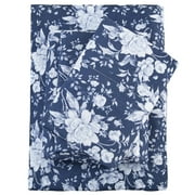 Bedmoon Soft Microfiber Adult Bed Sheet Set with Deep Pocket,3 Piece Twin Sheet Set,Navy Floral