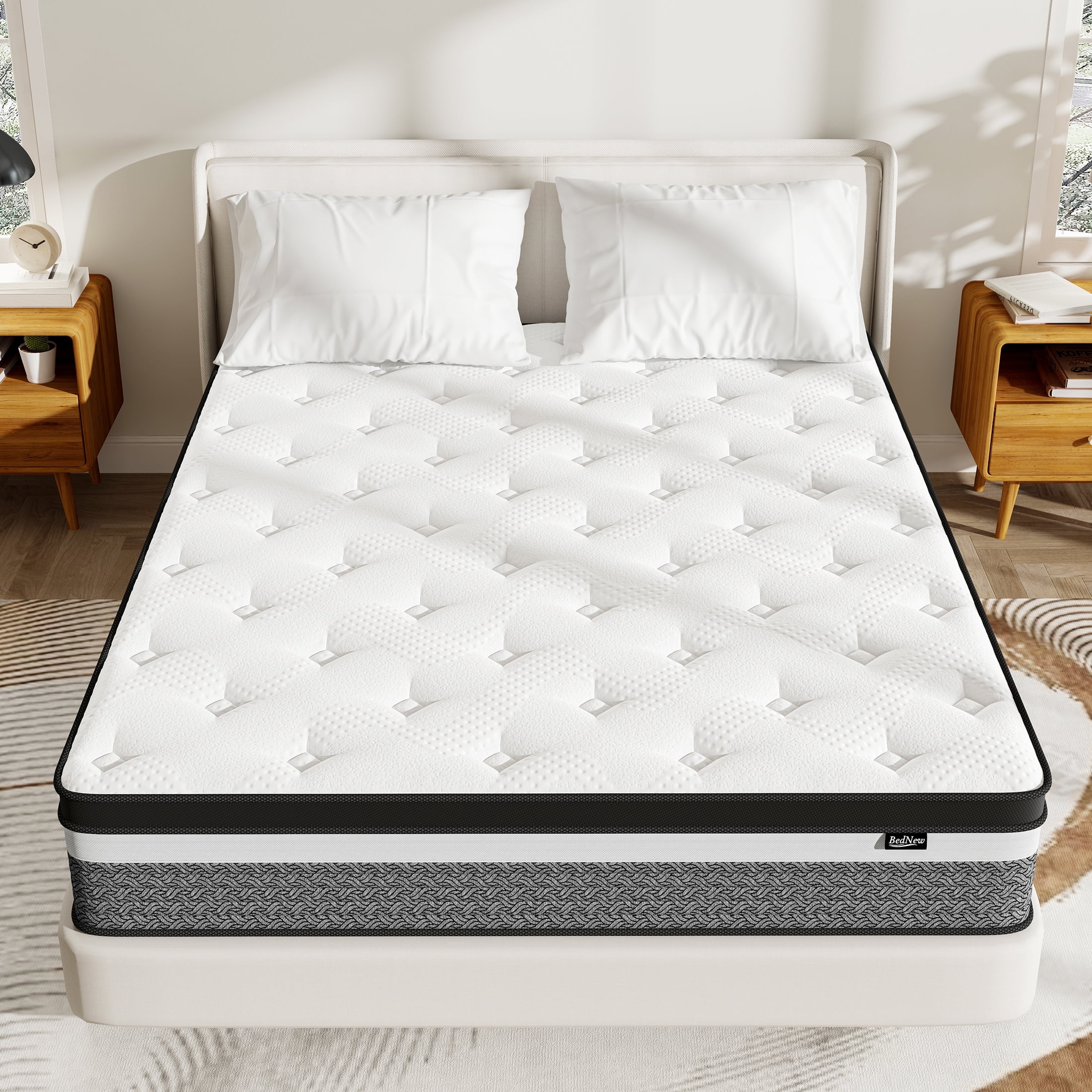 Bednew 12 inch Mattress with Gel Memory Foam, Hybrid Individual Pocket ...