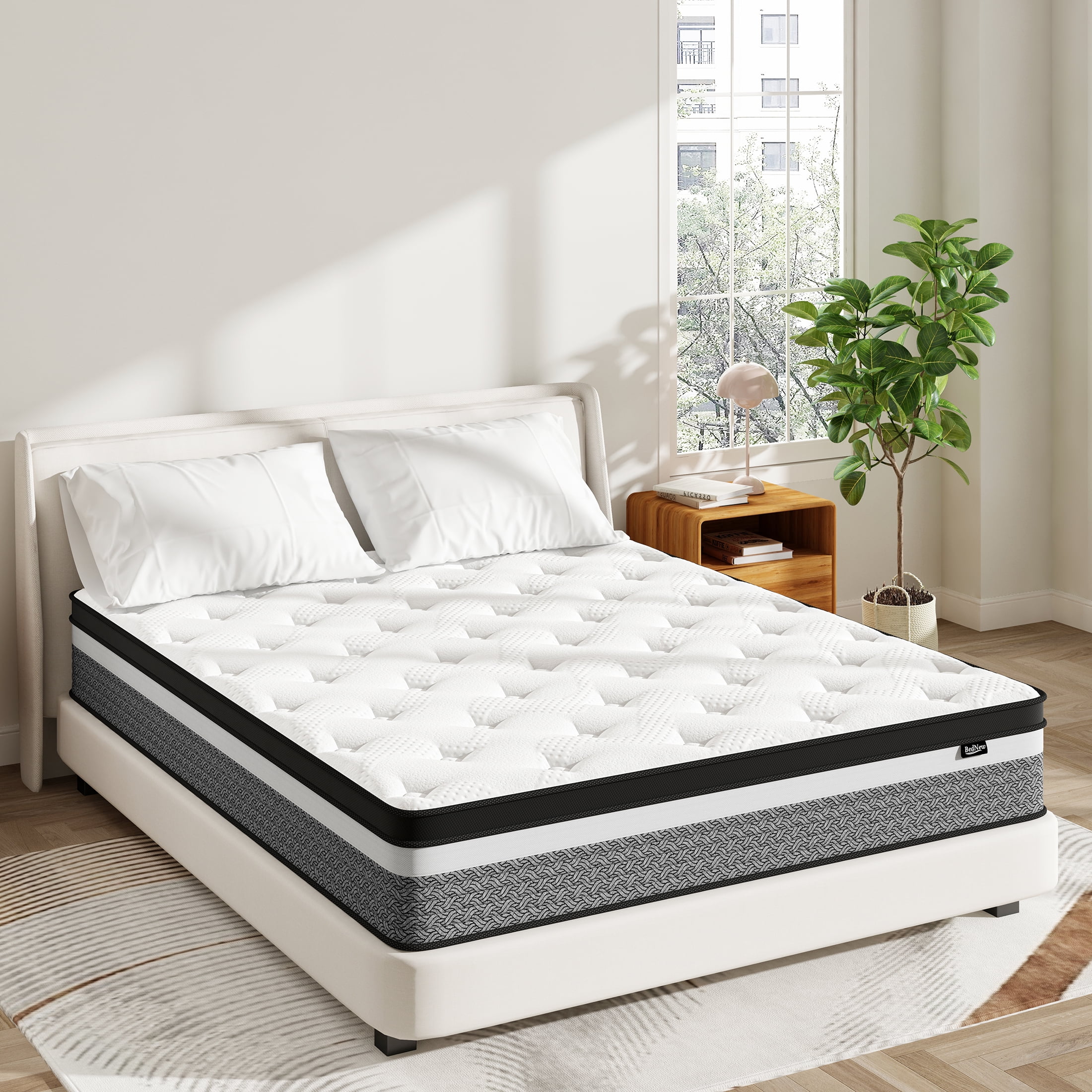 Twin 14" White and Gray Pillowtop Innerspring Sofa Bed