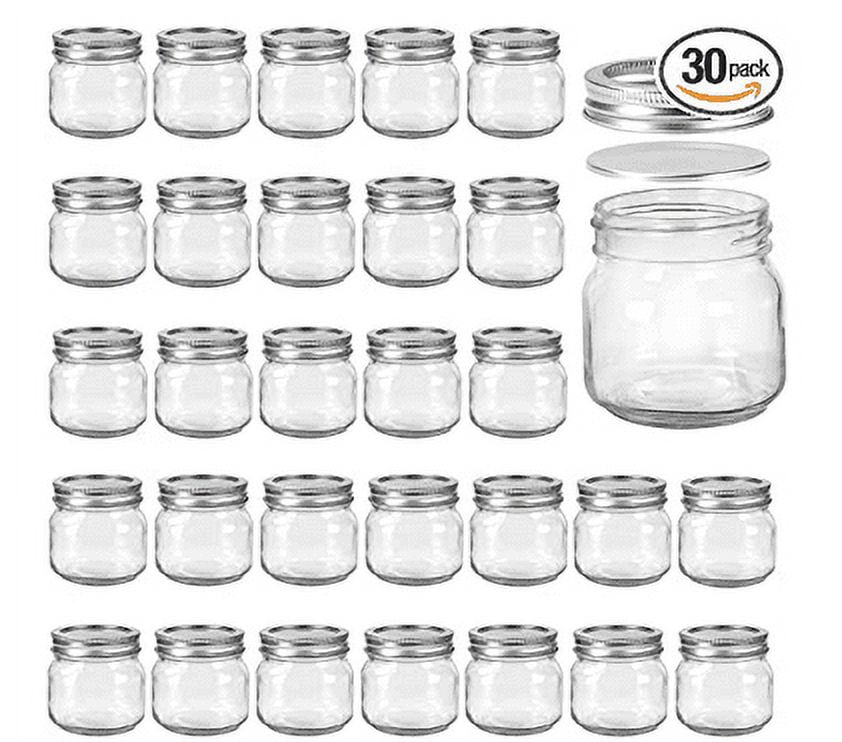 Cadamada 8 OZ Glass Jars with Lid, Small Mason Jars with Silver Lid, Ideal  for Store Fresh Jams, Jellies, Honey, Fruit Smoothies (30PCS)