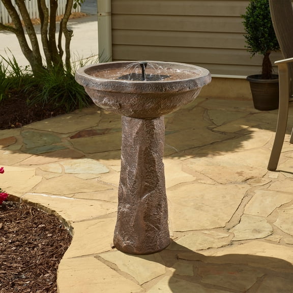 Bedrock IntelliSolar Birdbath with Remote - Brownstone (1/cs)