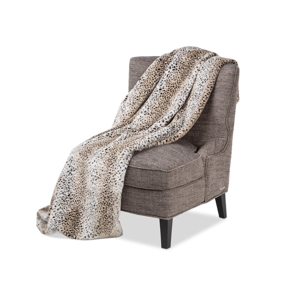 Bedrock Plush 56" x 72" Animal Print Faux-Fur Throw - Beige