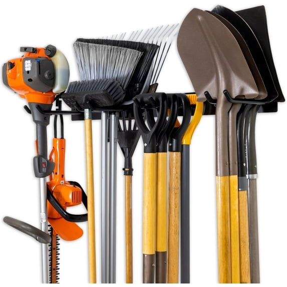 Bedrock Tool Garage Tool Organizer Wall Mount, Garage Organization and Storage, Shovel & Rake Hangers Garden Yard Tool Rack, Industrial Steel Holds 250 Pounds