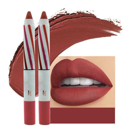 2pc Lipstick Pencil Lip Liner Velvet Silk Lip Gloss Makeup Long Lasting Lipliner Pen Sexy Lip Tint Cosmetic Novice Easy To Use High Shade Velvet Mist Lipstick Lipliner Lip Gloss Plumping Coffee Jelly