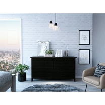 Bedroom 6 Drawer Double Dresser In Black Finish - Extra Deep Capacity