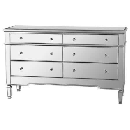 Bedroom 6 Drawer Dresser, Silver