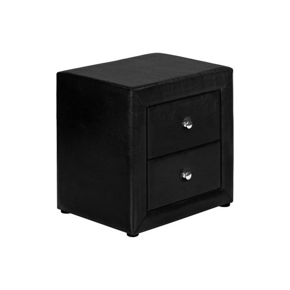 Bedroom Accent Nightstand End Side Lamp Bedroom Pu Leather Look Black
