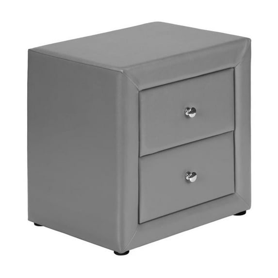 Bedroom Accent Nightstand End Side Lamp Bedroom Pu Leather Look Grey