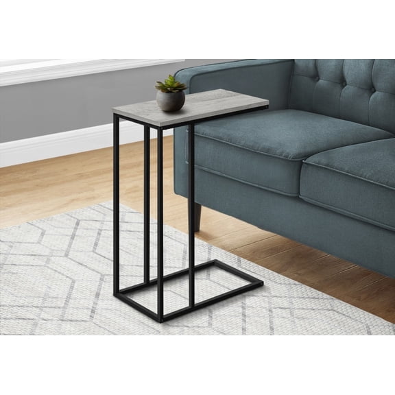 Modern Coffee Table - C-shape with Grey Laminate & Black Metal for Living Room