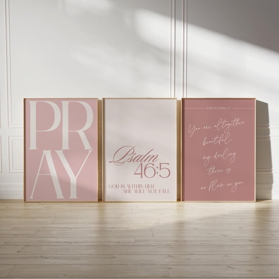 Bedroom Art Neutral Christian Decor Jesus Word Wall Art Minimalist Religious Scripture Bible Verse Girl Room Set 3