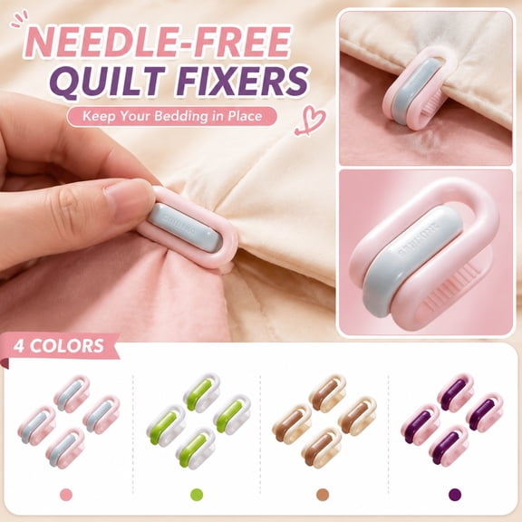 Bedroom Bedding Accessories, Fitted Sheet Clips, Sheet Holders Keep Sheets Firm & Tight, Bed Sheet Grippers, 4 Count Purple 2.5X2 Inch Pin-Free Fastening Clips, No Poke Design