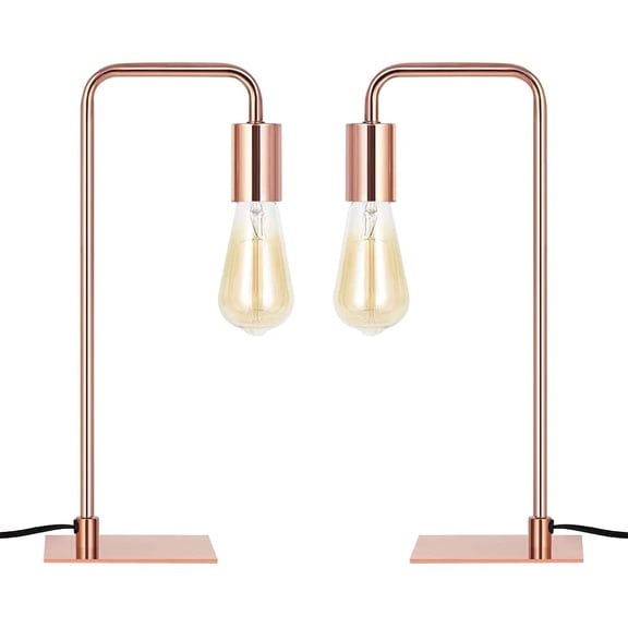 Bedroom Bedside Lamp, Guest Room Rose Gold Table Lamp (2-Piece Set)