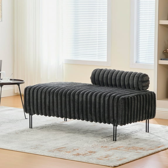 Bedroom Bench 49.6" Wide Upholstered Mini Loveseat with Metal Legs, 2-Seater Small Sofa End of Bed Bench Window Ottoman Footrest with Adjustable Back for Living Room Bedroom Entryway Hallway Small Sp