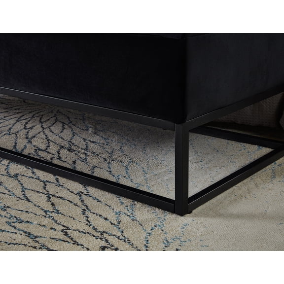 Bedroom Benches 58.6" Bed Bench Metal Base with Storage Black Velvet,Bedroom Benches With Storage